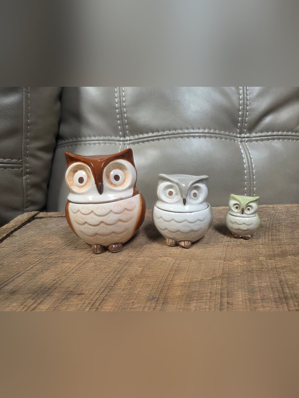 Vintage World Market Ceramic Nesting Owl Measuring Cups (6-in-3) B1M